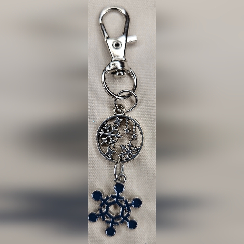 Double Snowflake Keychain/Purse Charm Handmade NEW